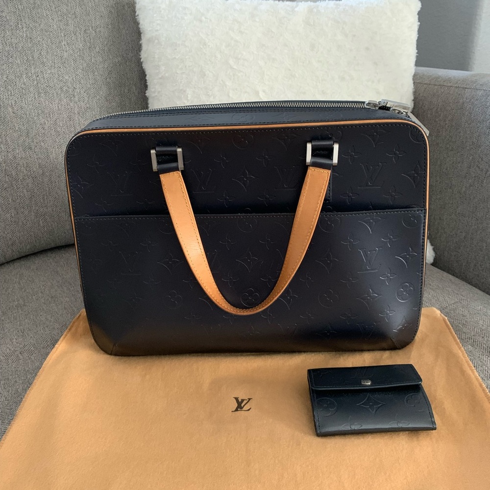 Louis Vuitton Monogram Matte Malden Briefcase w/ Matching Card Holder